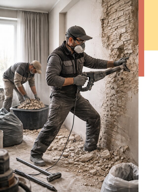 Демонтаж декоративного камня в Елабуге от 1469 руб/м² — быстро и недорого | ОТДЕЛОЧНИК-Лбг