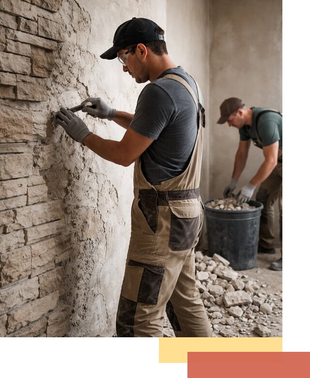 Демонтаж декоративного камня в Елабуге профессионально и безопасно