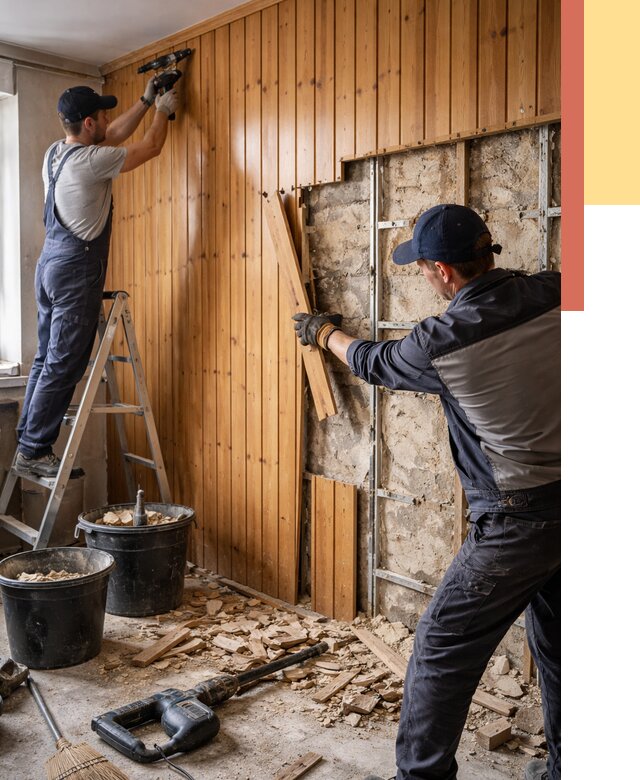 Демонтаж вагонки со стен в Елабуге от 1469 руб. — снятие, удаление, срочно | ОТДЕЛОЧНИК-Лбг