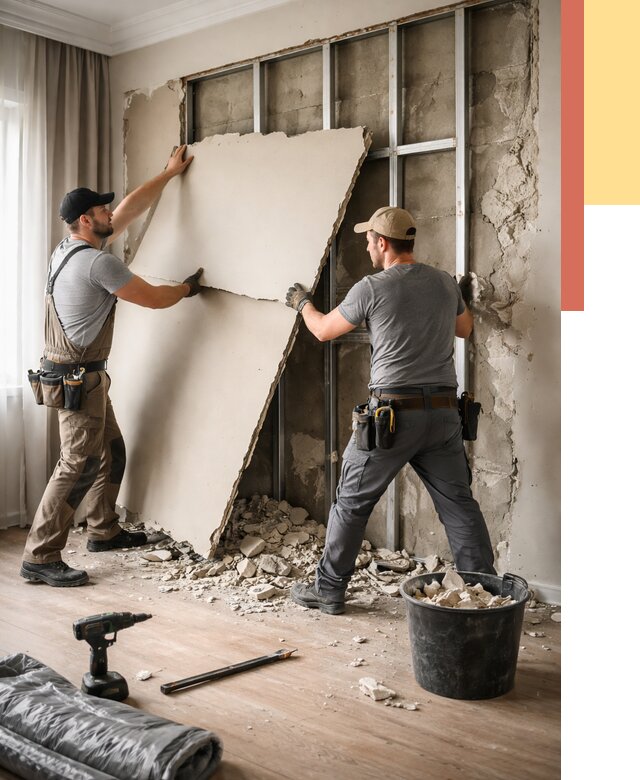 Демонтаж гипсокартона со стен в Елабуге от 354 руб. — услуги демонтажа | ОТДЕЛОЧНИК-Лбг