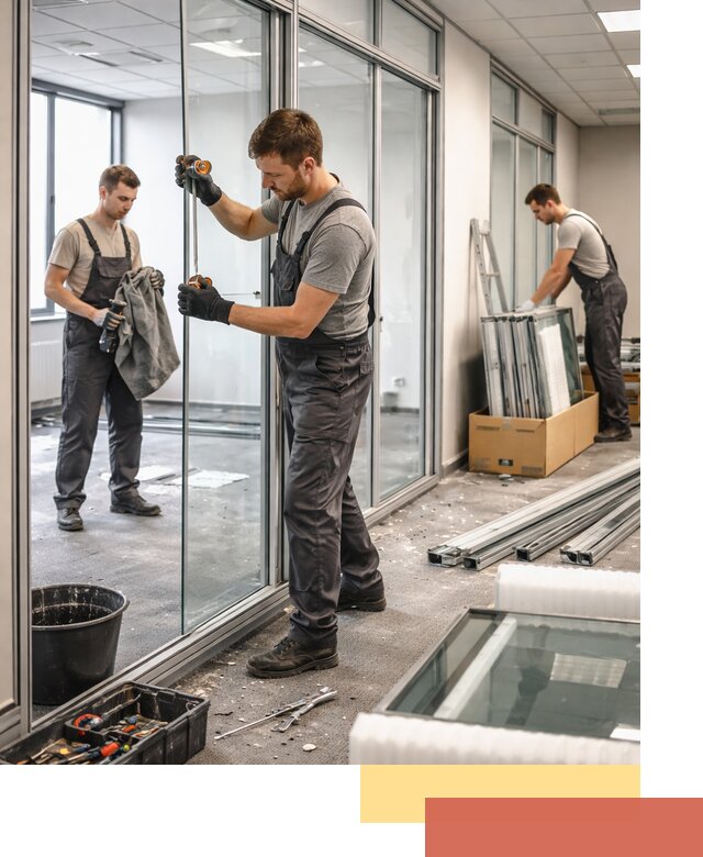 Демонтаж стеклянных перегородок в Елабуге быстро и безопасно