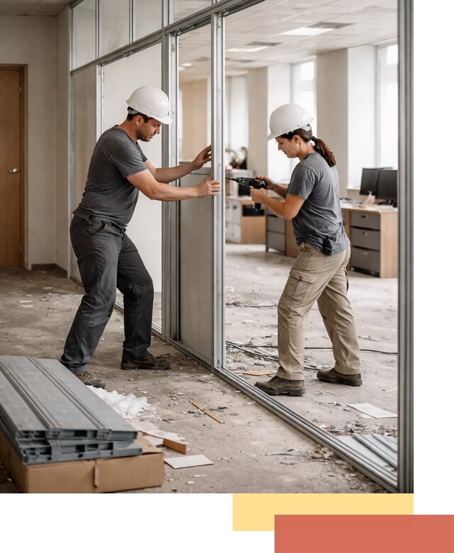 Демонтаж алюминиевых перегородок в Елабуге быстро и аккуратно