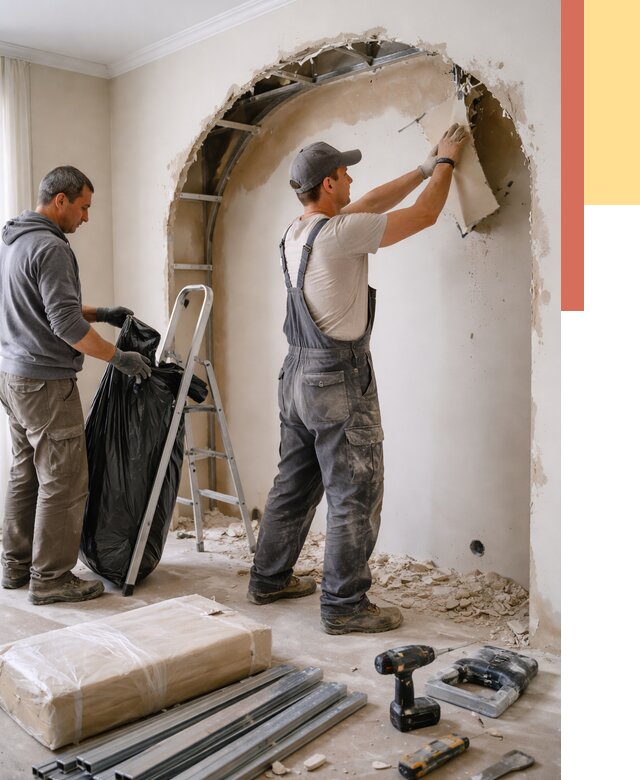 Демонтаж арки из гипсокартона в Елабуге от 3545 руб. — услуги под ключ | ОТДЕЛОЧНИК-Лбг