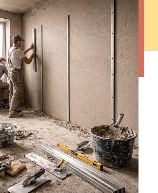 Штукатурка стен по маякам в Елабуге от 5570 руб./м² — выравнивание под ключ | ОТДЕЛОЧНИК-Лбг