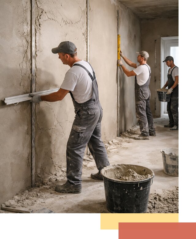 Штукатурка стен по маякам в Елабуге — точная и ровная поверхность