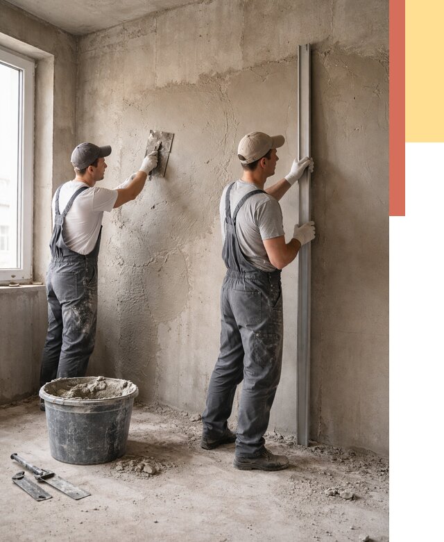 Штукатурка бетонных стен в Елабуге от 4558 руб/м² — качественно и быстро | ОТДЕЛОЧНИК-Лбг