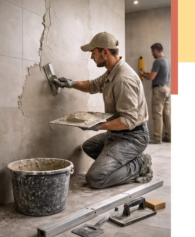 Штукатурка стен в ванной в Елабуге от 4558 руб./м² — выравнивание под ключ | ОТДЕЛОЧНИК-Лбг