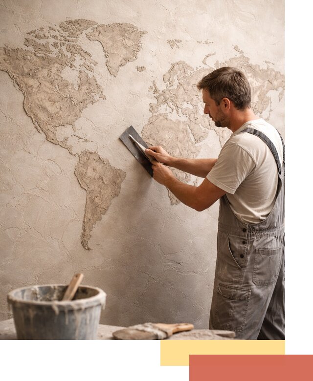 Декоративная штукатурка «Карта мира» под ключ в Елабуге