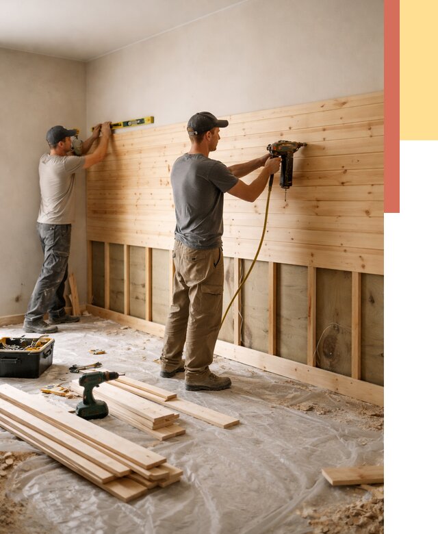 Монтаж деревянной вагонки на стены в Елабуге от 7596 руб. | Услуги монтажа вагонки | ОТДЕЛОЧНИК-Лбг