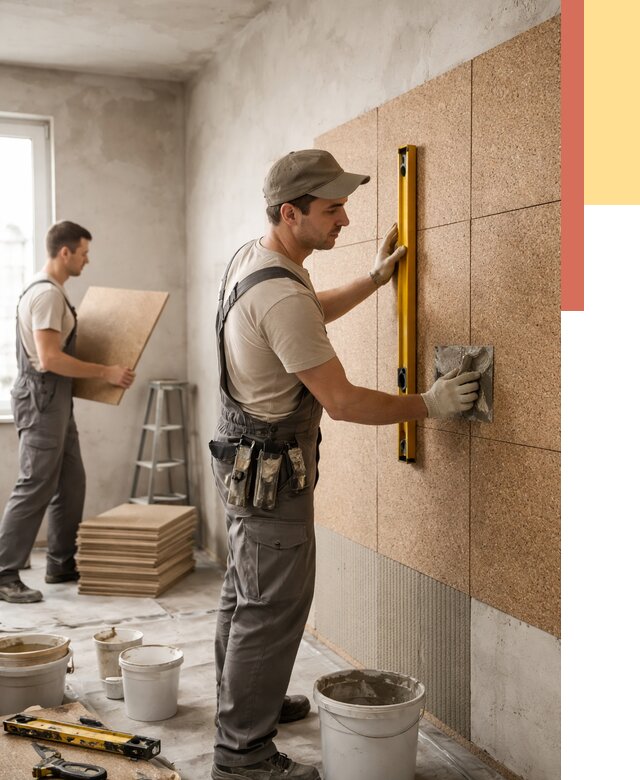 Монтаж пробковых панелей на стены в Елабуге от 3545 руб. — ОТДЕЛОЧНИК-Лбг