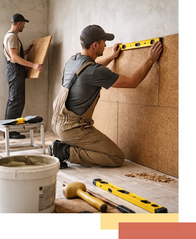 Монтаж пробковых панелей на стены в Елабуге быстро и качественно