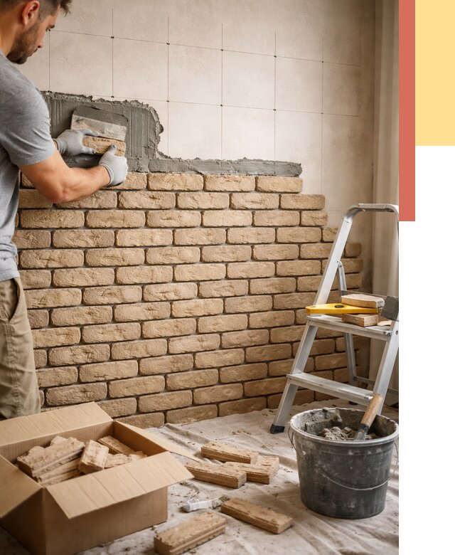 Монтаж декоративного кирпича в Елабуге от 3241 руб./м² — быстро и недорого | ОТДЕЛОЧНИК-Лбг