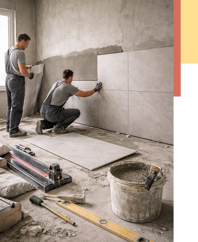 Облицовка стен керамогранитом в Елабуге от 4254 руб./м² — услуги под ключ | ОТДЕЛОЧНИК-Лбг