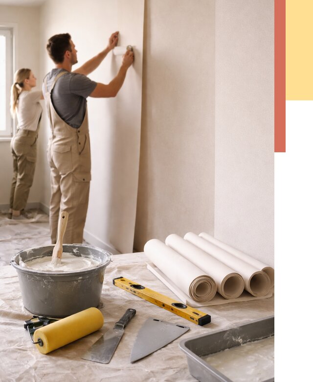 Поклейка бумажных обоев в Елабуге от 5570 руб./м2 — быстро и недорого | ОТДЕЛОЧНИК-Лбг