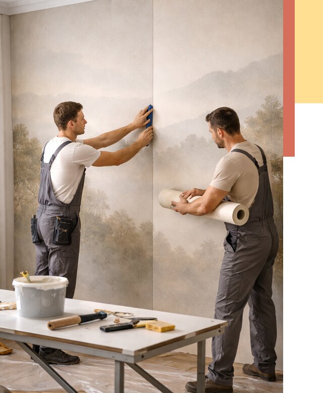 Поклейка фотообоев в Елабуге от 8609 руб/м² — быстро и недорого | ОТДЕЛОЧНИК-Лбг