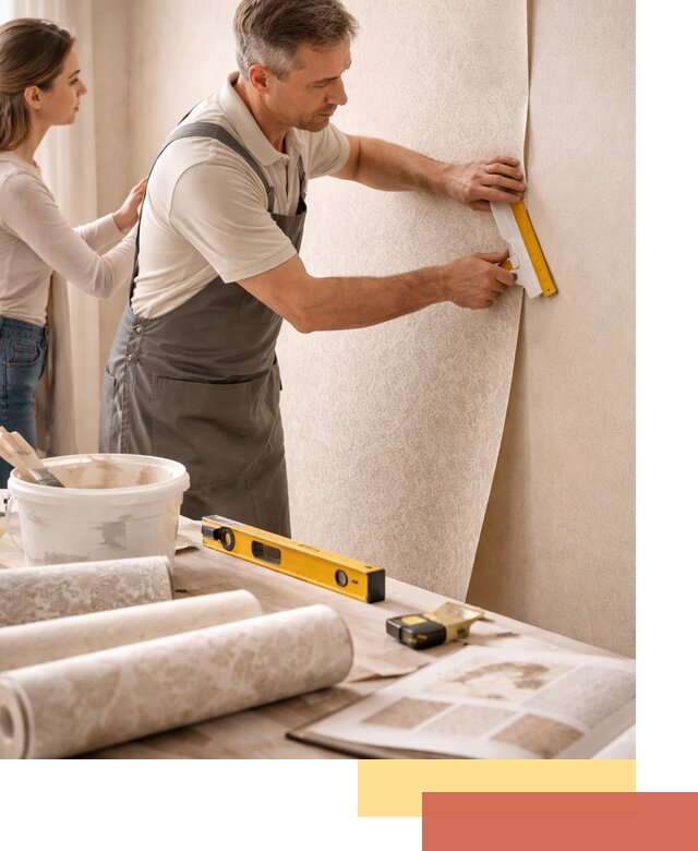 Поклейка обоев с подбором рисунка в Елабуге