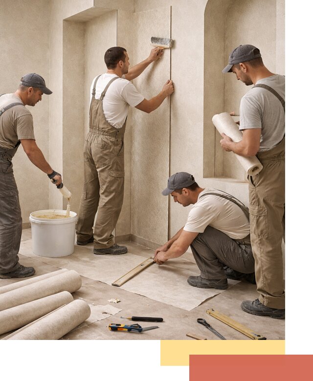 Поклейка обоев на сложные стены и неровные поверхности в Елабуге