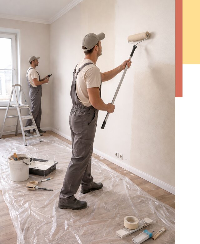 Покраска стен акриловой краской в Елабуге от 3545 руб./м² — быстро и недорого | ОТДЕЛОЧНИК-Лбг