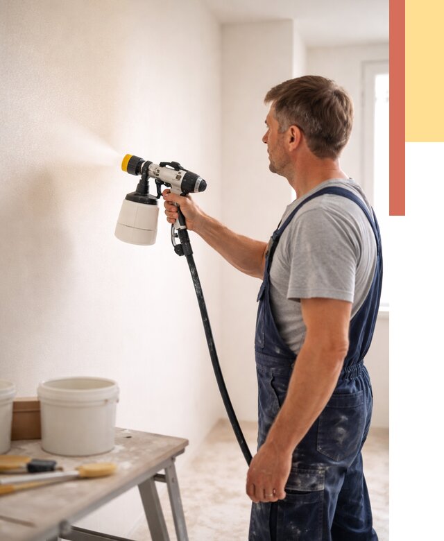 Покраска стен краскопультом в Елабуге от 7596 руб. — механизированная покраска | ОТДЕЛОЧНИК-Лбг