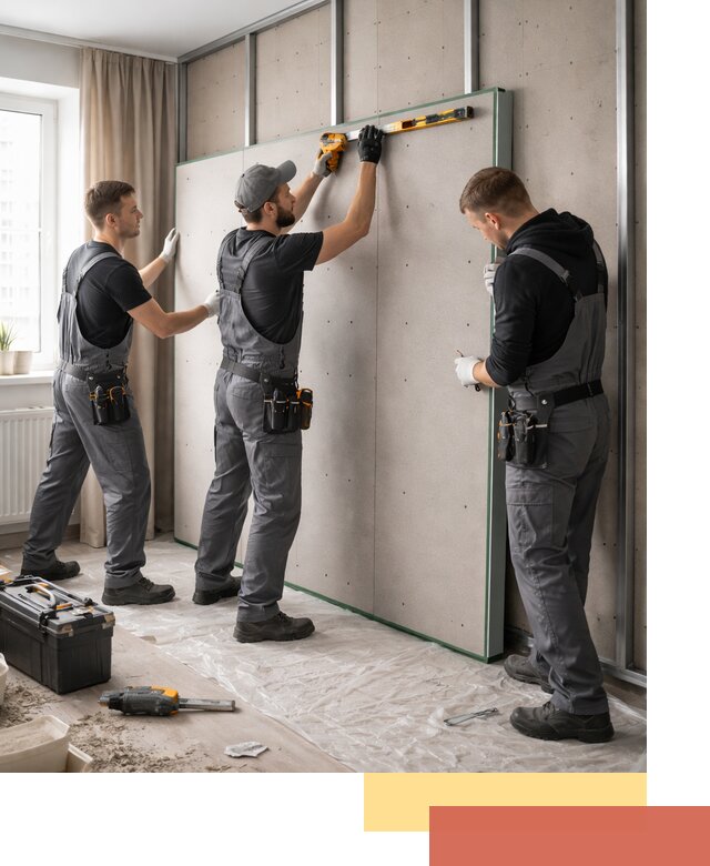 Шумоизоляция стен панелями ЗИПС в Елабуге для жилых и коммерческих помещений