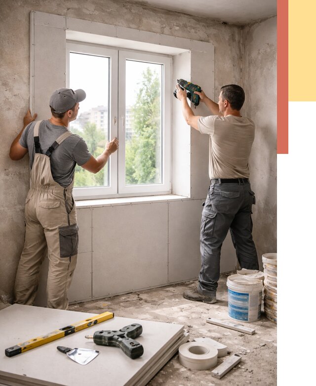 Монтаж откосов из гипсокартона в Елабуге от 4558 руб. под ключ | ОТДЕЛОЧНИК-Лбг