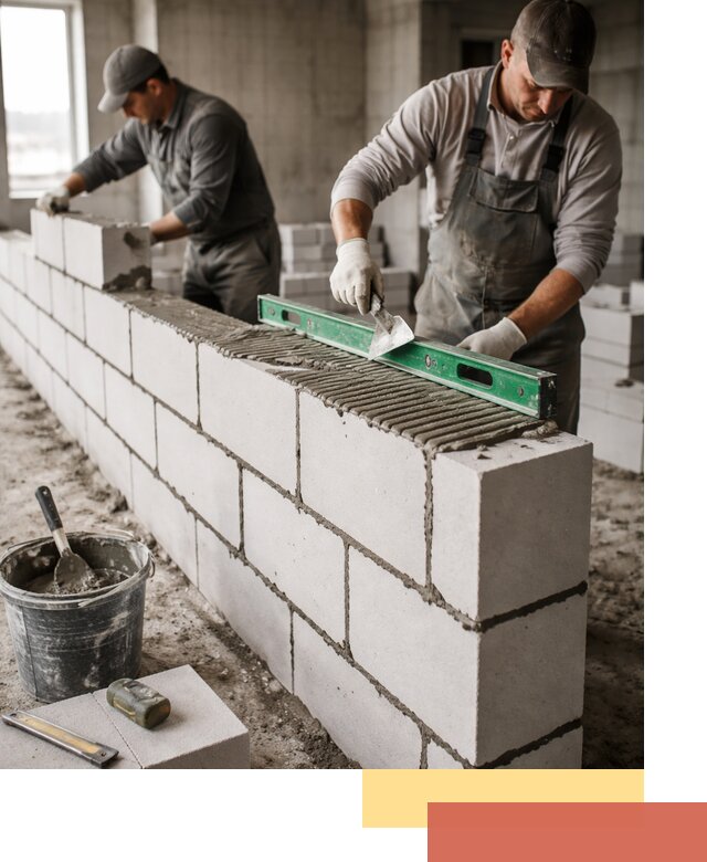 Кладка перегородок из газобетона в Елабуге быстро и качественно