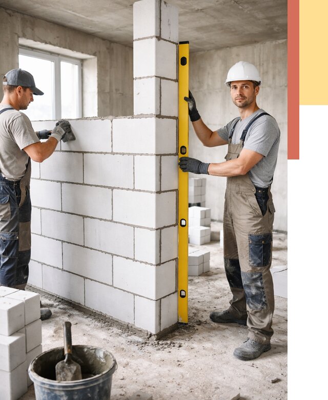 Кладка перегородок из пеноблока в Елабуге от 1823 руб. под ключ | ОТДЕЛОЧНИК-Лбг