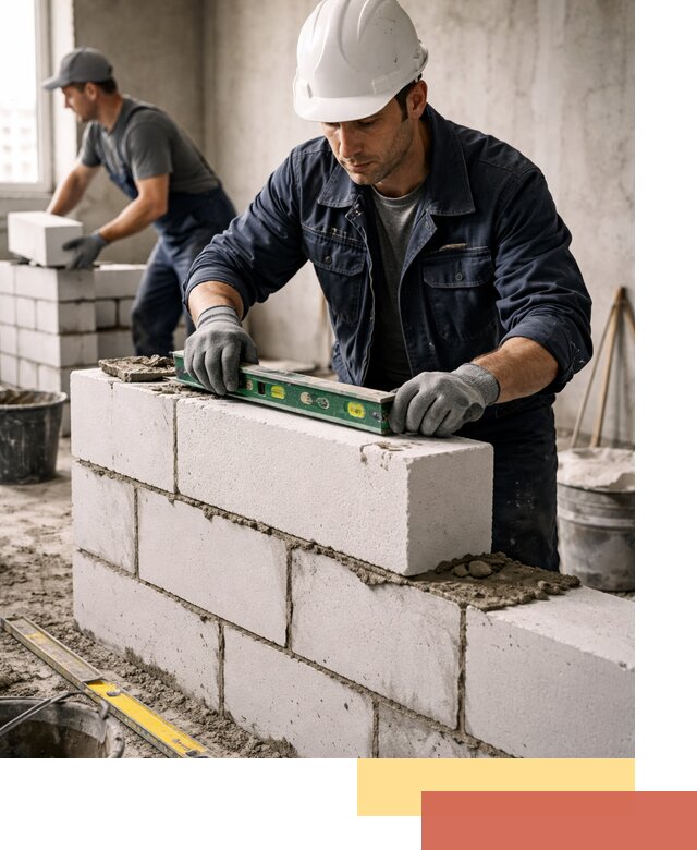 Кладка перегородок из пеноблока под ключ в Елабуге