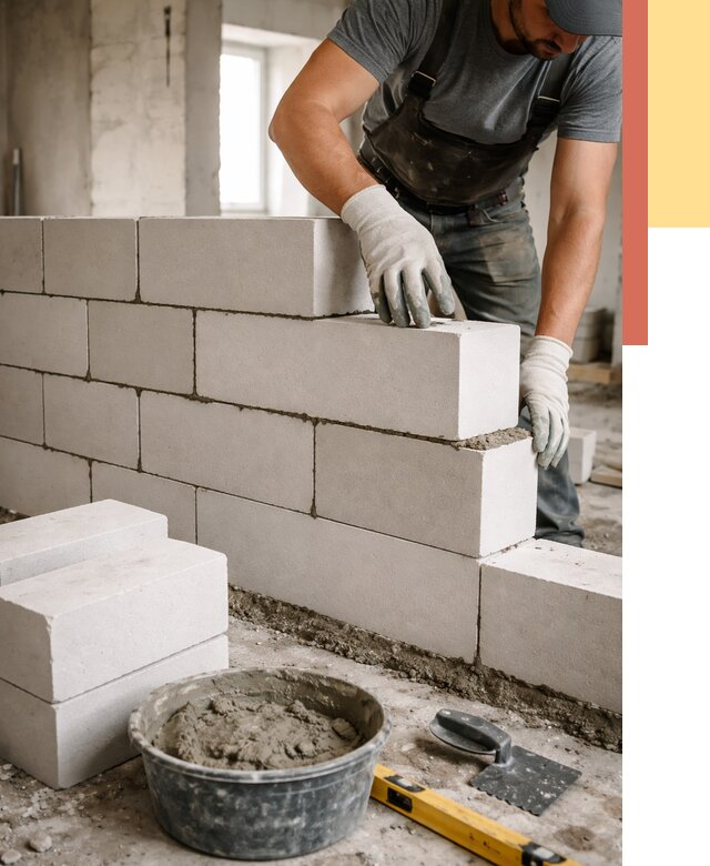 Кладка перегородок из силикатного блока в Елабуге от 4051 руб. под ключ | ОТДЕЛОЧНИК-Лбг