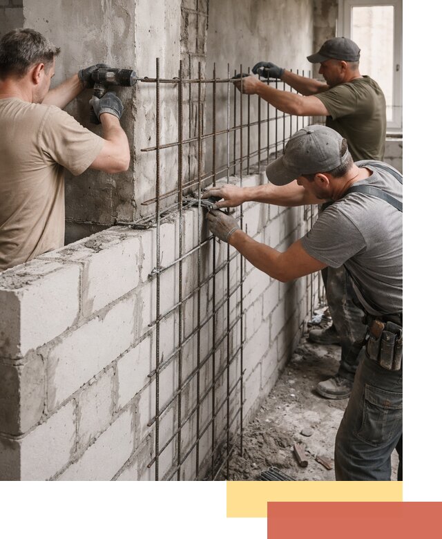 Армирование кладки перегородок в Елабуге профессионально и надёжно