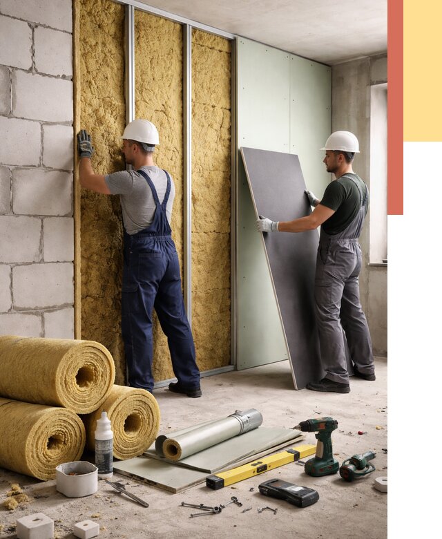 Шумоизоляция перегородок из блоков в Елабуге от 1874 руб./м² — быстро и недорого | ОТДЕЛОЧНИК-Лбг