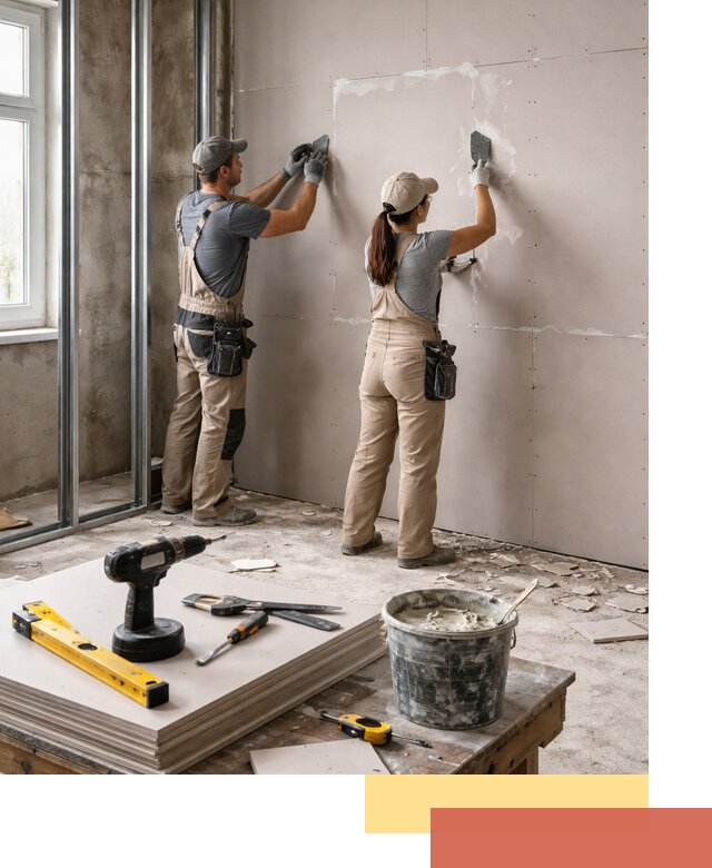 Монтаж двухслойной перегородки из гипсокартона в Елабуге