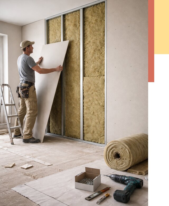 Перегородка из гипсокартона с шумоизоляцией в Елабуге от 3160 руб. | ОТДЕЛОЧНИК-Лбг