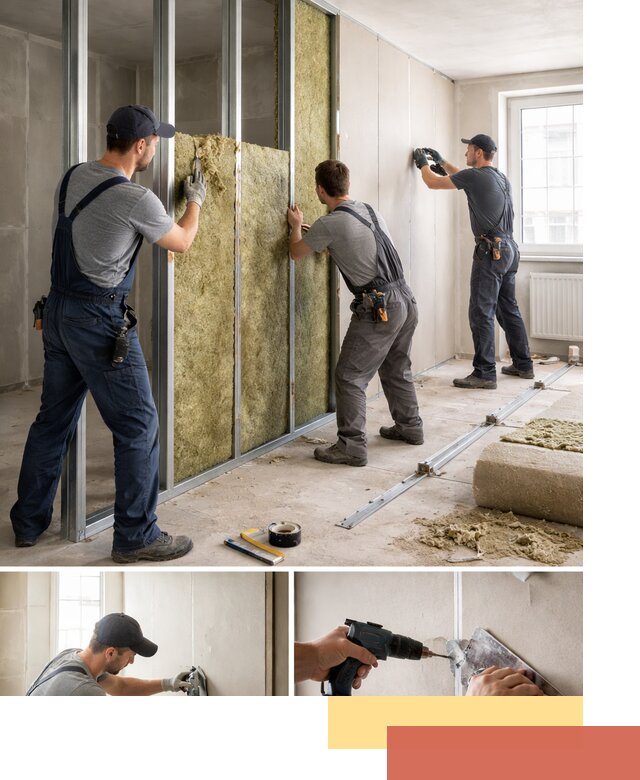 Перегородка из гипсокартона с шумоизоляцией в Елабуге — монтаж под ключ