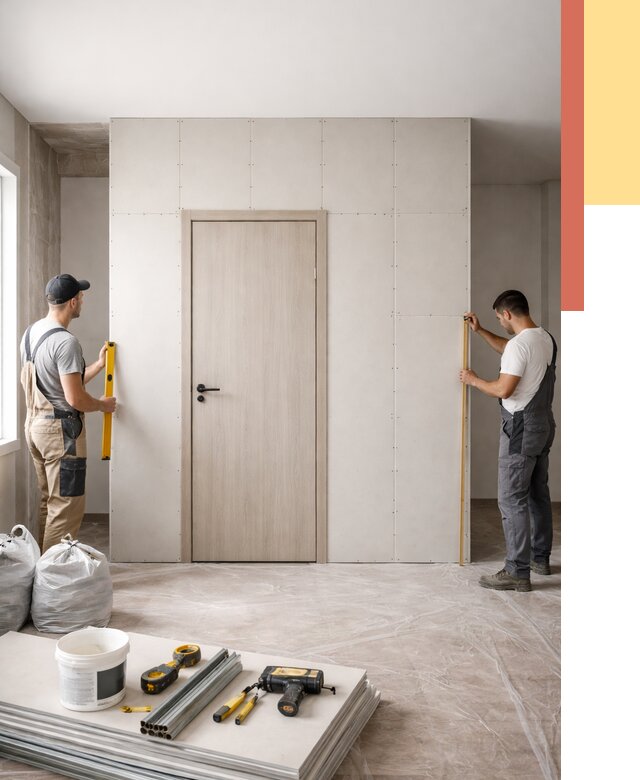 Перегородка из гипсокартона с дверью в Елабуге от 4558 руб. под ключ | ОТДЕЛОЧНИК-Лбг