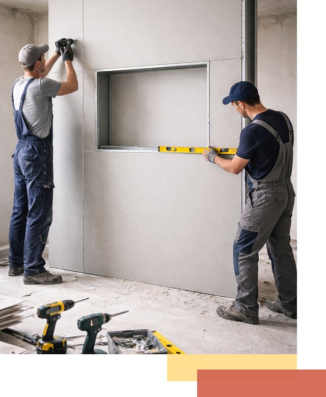 Перегородка из гипсокартона с нишей под декор в Елабуге