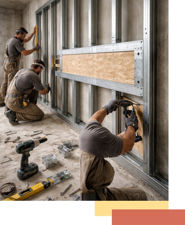 Усиленная перегородка для крепления тяжёлых конструкций в Елабуге