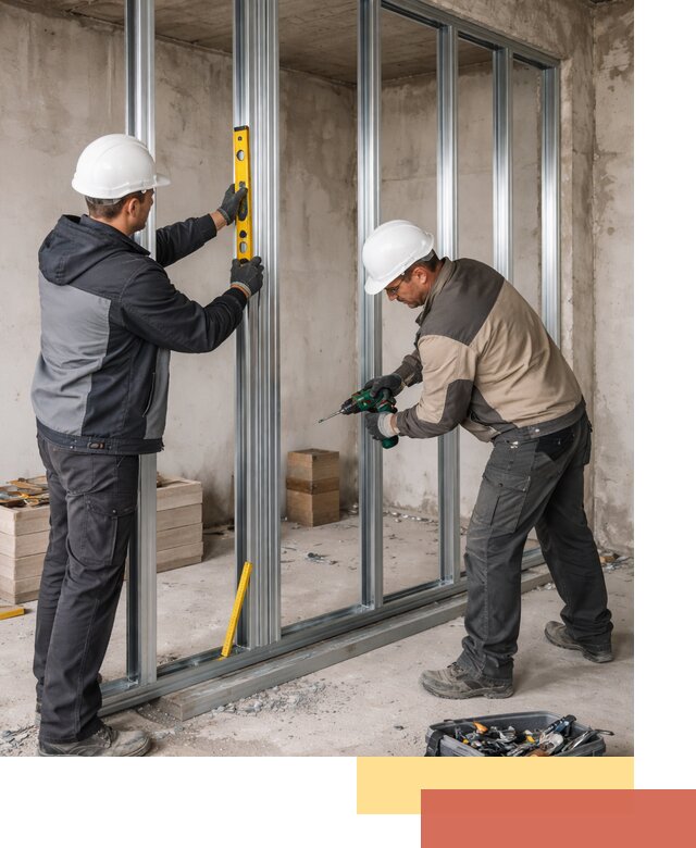 Монтаж каркаса перегородки из профиля в Елабуге