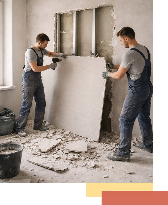 Демонтаж перегородки из гипсокартона в Елабуге быстрый и аккуратный