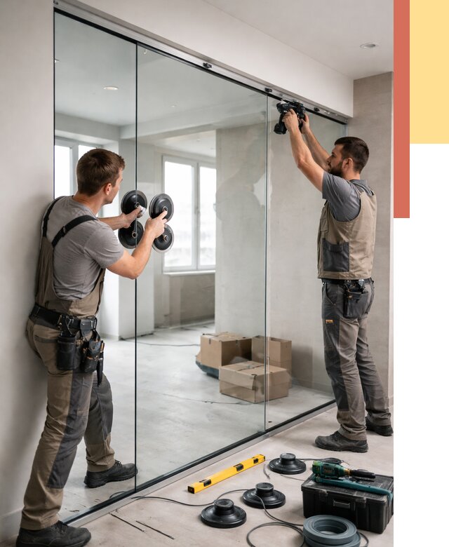 Монтаж стеклянных перегородок в Елабуге от 6583 руб. | ОТДЕЛОЧНИК-Лбг