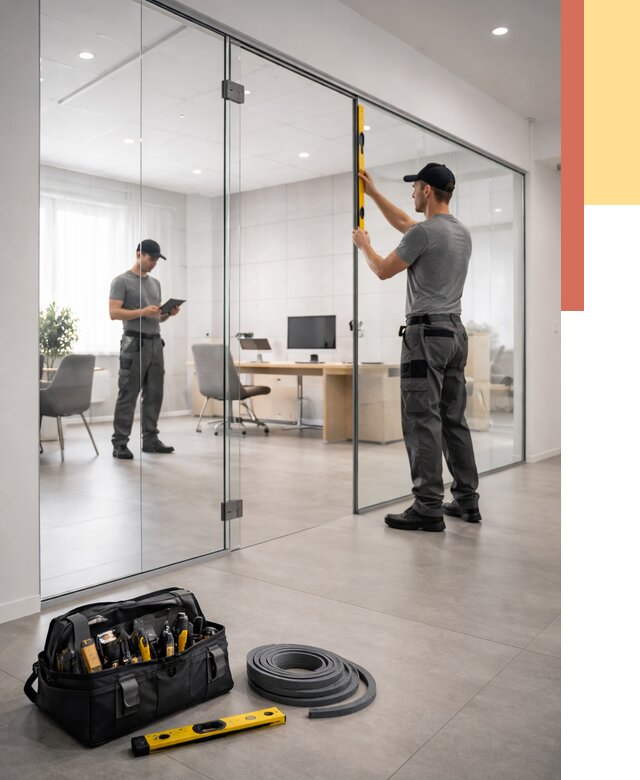 Цельностеклянные перегородки под ключ в Елабуге от 9622 руб. — монтаж и цены | ОТДЕЛОЧНИК-Лбг