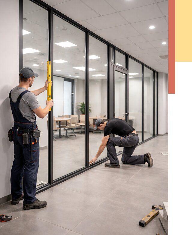 Каркасные стеклянные перегородки в Елабуге под ключ от 9318 руб. | ОТДЕЛОЧНИК-Лбг