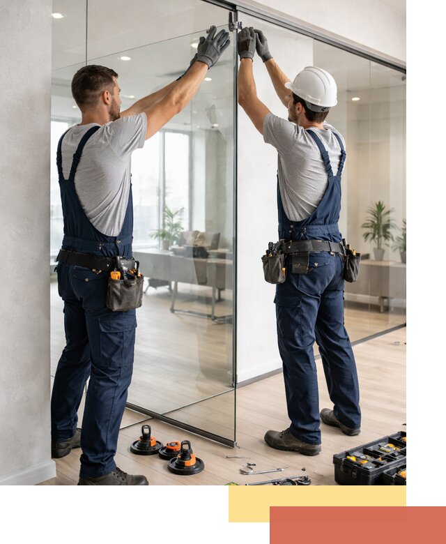 Безрамные стеклянные перегородки под ключ в Елабуге