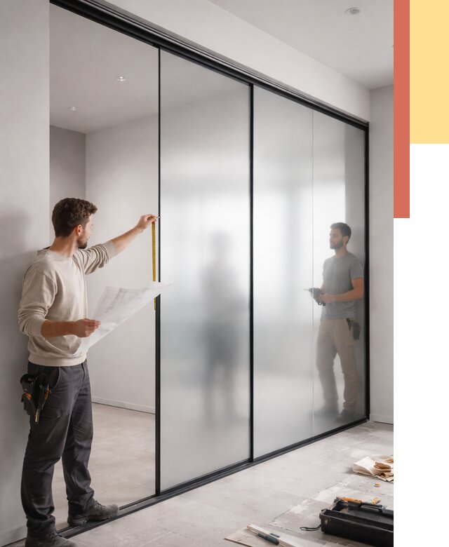 Матовые стеклянные перегородки в Елабуге от 8609 руб. — монтаж и установка | ОТДЕЛОЧНИК-Лбг