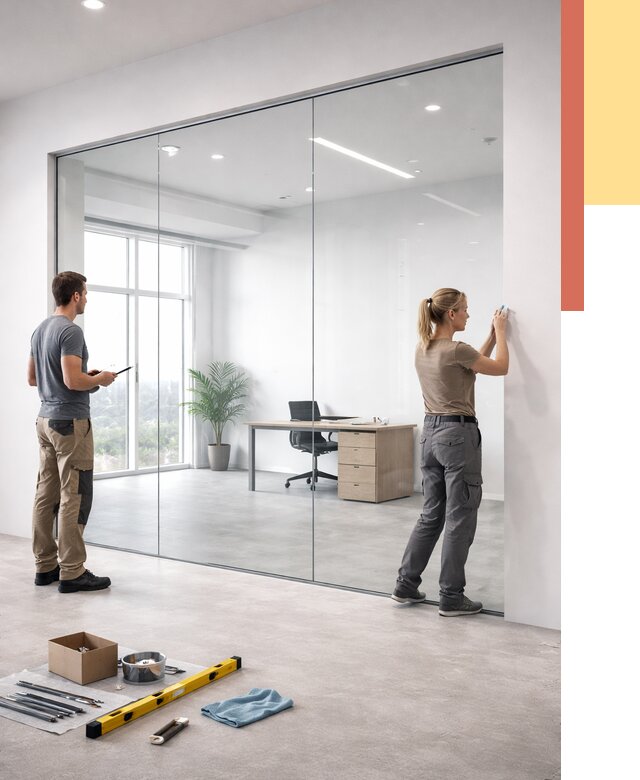 Перегородки из закаленного стекла в Елабуге от 9622 руб. под ключ | ОТДЕЛОЧНИК-Лбг