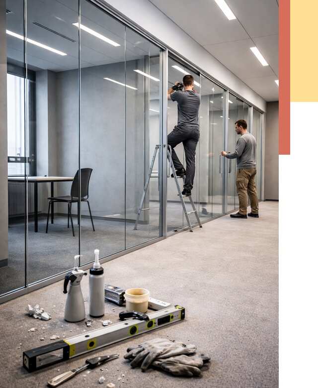 Стеклянные офисные перегородки в Елабуге от 8609 руб. — монтаж и установка | ОТДЕЛОЧНИК-Лбг