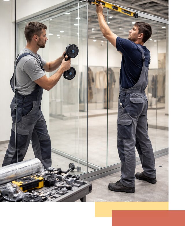 Стеклянные перегородки для магазинов в Елабуге — монтаж и установка