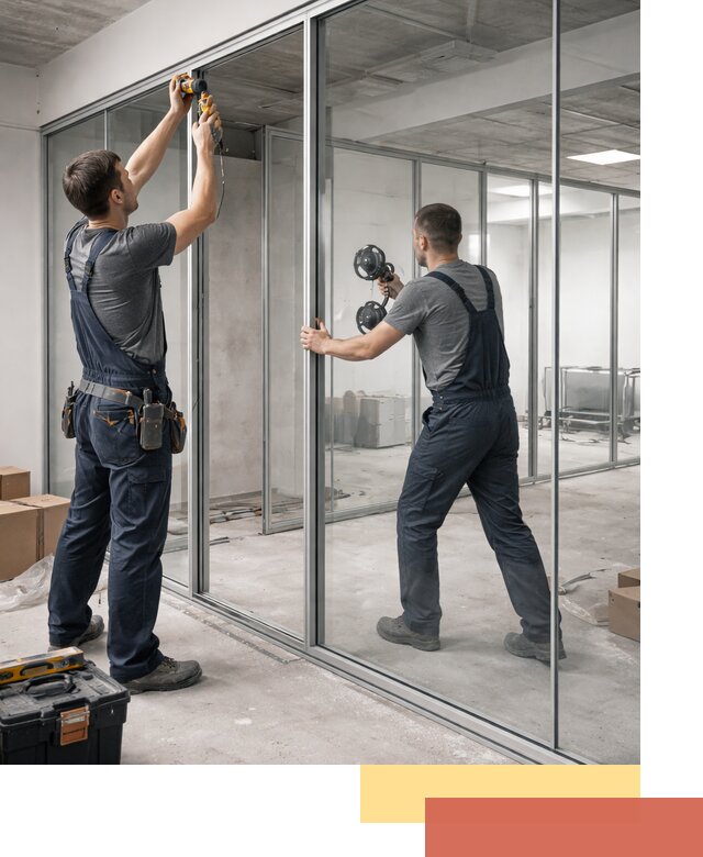 Алюминиевые перегородки со стеклом в Елабуге — изготовление и монтаж