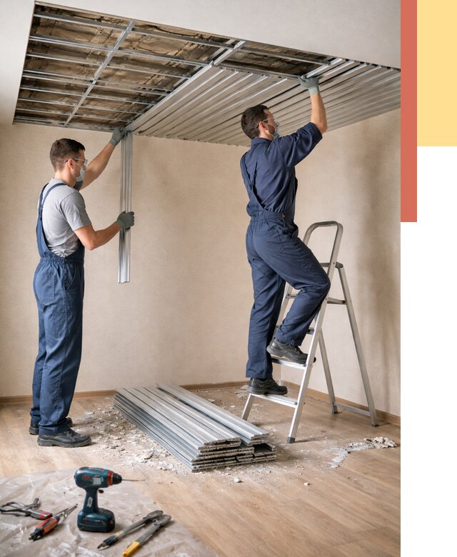 Демонтаж реечного потолка в Елабуге от 4558 руб. быстро и недорого | ОТДЕЛОЧНИК-Лбг