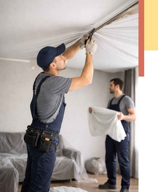 Демонтаж натяжного потолка в Елабуге от 4558 руб. — снятие и разбор под ключ | ОТДЕЛОЧНИК-Лбг